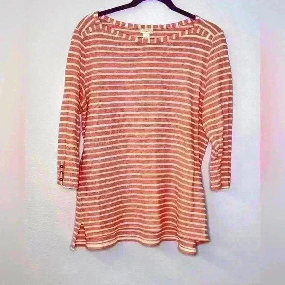 Croft&Barrow 3/4" sleeve with detail,cotton,long with side slits top size L - Picture 1 of 13